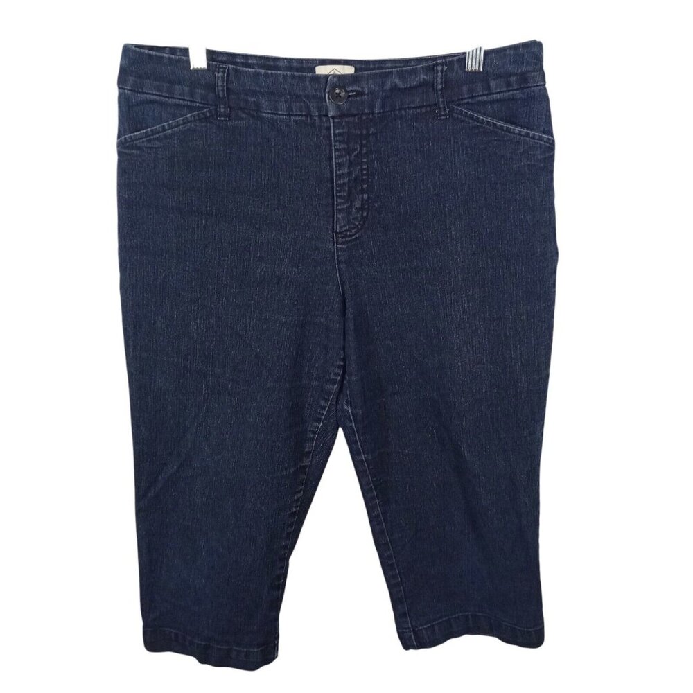 St Johns Bay Jeans Womens 12 Cropped Stretch Denim Bottoms Casual Blue Cotton